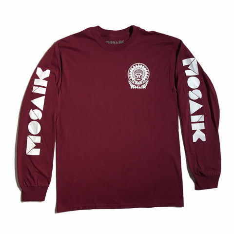 MOSAIK Work Chief Maroon/White Long Sleeve T-Shirt Limited Edition